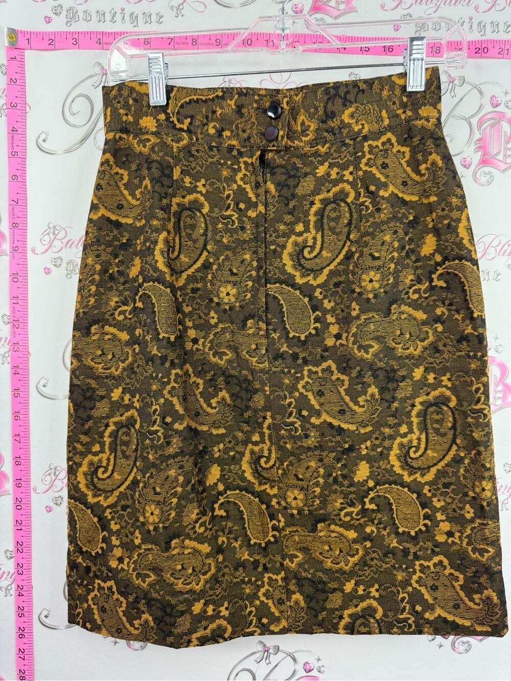MR.JAX FOR ONE + ONE skirt vintage Paisley Jacquard Midi Skirt in Mustard Brown
